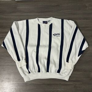 Vintage Crable Sportswear Striped Crewneck Sweatshirt Cheers Boston Embroidered